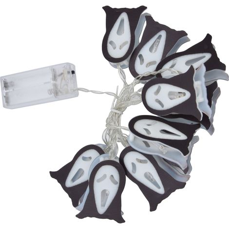 Guirlande lumineuse fantômes d'Halloween, 10 LED, pour décoration intérieure et extérieure, fonctionne sur piles (1/5)