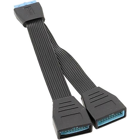 Câble séparateur USB 3.0 19 broches 1 vers 2 pour carte mère, 15 cm, organisation optimale (1/5)
