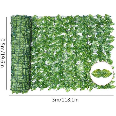 Clture Artificielle de Feuilles de Lierre, 0,5m x 3m Brise Vue Jardin Haie Artificielle en Rouleau, Haie Feuillage Artificiel, Clture d'intimité, écran de Jardin pour Balcon Cour Arrière Patio (1/2)