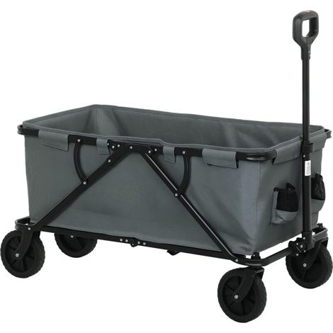 Chariot de jardin pliable, capacité de charge 120 kg, avec bâche amovible, 160 litres, gris foncé