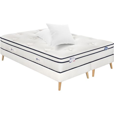 Ensemble INEGALE, matelas Hybride 160x200, ferme H27 + 2 sommiers + 2 oreillers (1/4)