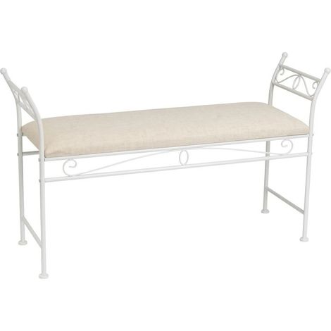 Panchina da Giardino in Metallo Bianco Arredo Esterno 115 x 34 x 67 cm (1/5)
