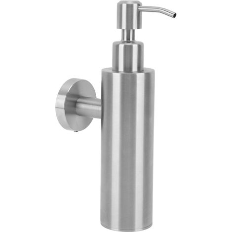 Distributeur de savon en acier inoxydable 304, rechargeable, pour cuisine et salle de bain, fixation murale, forme ronde. (1/5)