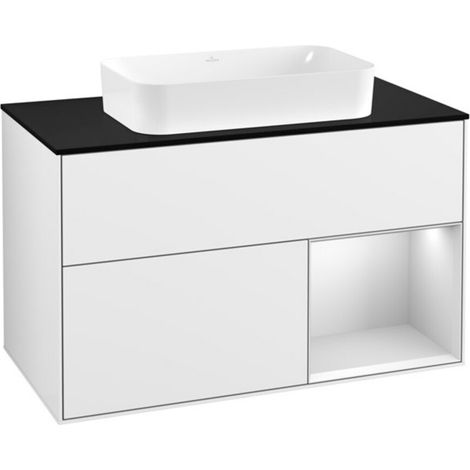 V&B Waschtischunterschrank Abdeckplatte bla m Finion 100x60,3cm, Rg re wh. m Lac, glo wh. Lac (1/2)