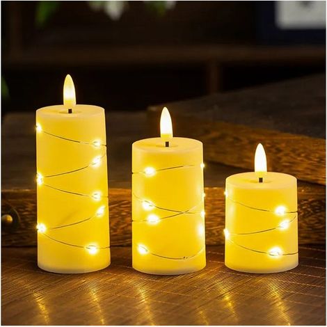 Lumire LED fausse bougie LED piles de 4 5 6 pouces avec tlcommande et chane toile intgre PZCC (1/4)