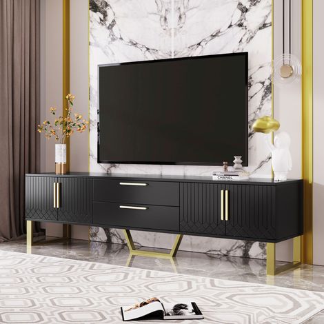 Mobile TV 170x40x53,5 cm, stile moderno di lusso, ideale per soggiorno e home cinema, MDF, nero