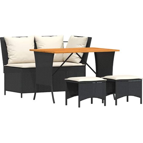vidaXL 4 Piece Garden Dining Set with Cushions Black Poly Rattan (1/5)