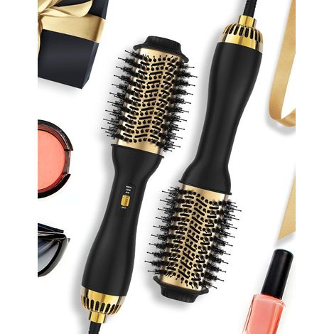 1 brosse séchoir à cheveux, peigne à air chaud, lisseur 2 en 1, styler capillaire à ions négatifs