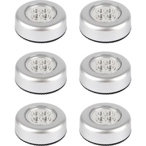 Lot de 6 lampes tactiles sans fil alimentées par piles Stick Tap Touch Lamp Stick-on Push Light pour placards, armoires, comptoirs ou buanderies, lumière tactile sans fil, batterie non incluse 4 lumiè (1/5)