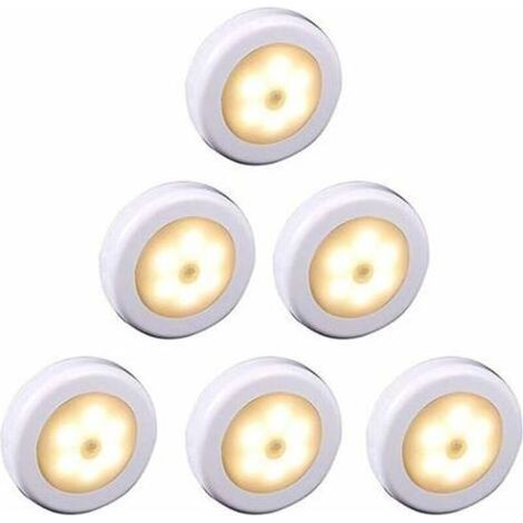 Lampe LED sans fil avec détecteur de mouvement – 6 pièces – Lumière chaude – Installation facile avec autocollant 3M – Pour placard et couloir (1/4)