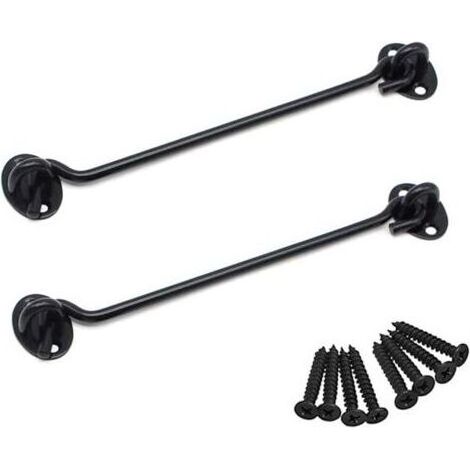 Loquet de porte de cabane de rechange en acier inoxydable avec vis de 20 cm pour portes de cabanon, portes de garage, noir (1/5)