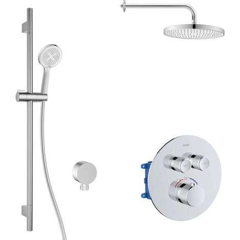 kielle Oudee - Mitigeur thermostatique encastré, 2 sorties, avec accessoires EcoSpare et corps d’encastrement, chrome 20602SPT30 (1/5)