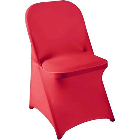 Lot de 4 housses chaise pliante universelles – Lavables, amovibles – Rouge – Pour mariage, banquet (1/5)