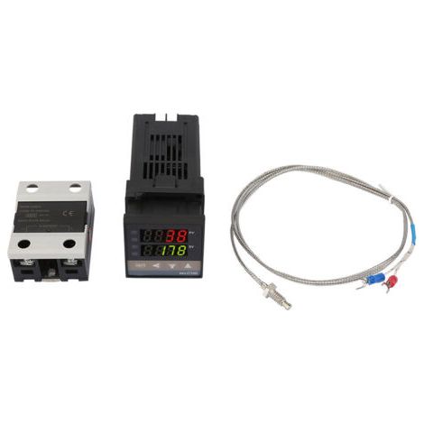 REX-C100 Régulateur de température PID, Kit d'alarme pour thermostat de régulateur de température PID 01300 ℃ Alarme numérique LED AC 110V-240V avec thermocouple/capteur de température K, maxim (1/5)