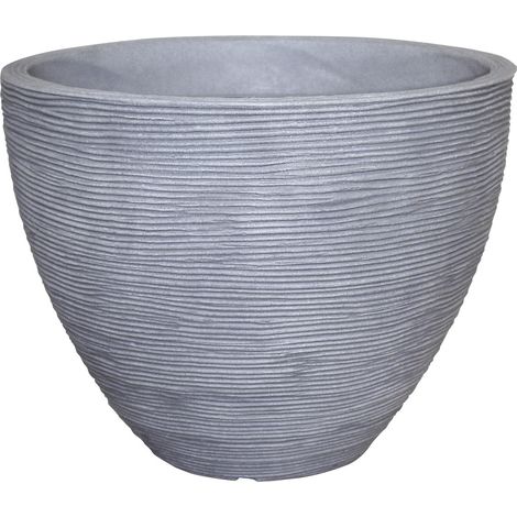 Geli Pflanztopf mit Rillen Ø 40 x 31 cm betonfarbe Kunststofftöpfe