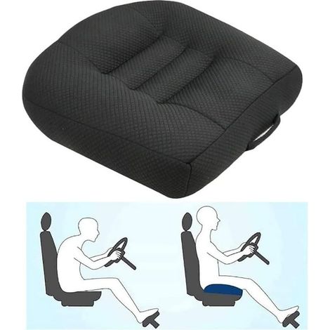 Coussin rehausseur de voiture 40x40x12cm – Tissu respirant en polyester – Soutien lombaire pour conduite confortable – Couleur noir (1/5)