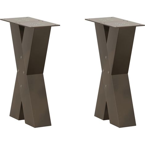 Couchtischbeine X-Form 2 Stk. Naturstahl 38x(42-43) cm Stahl