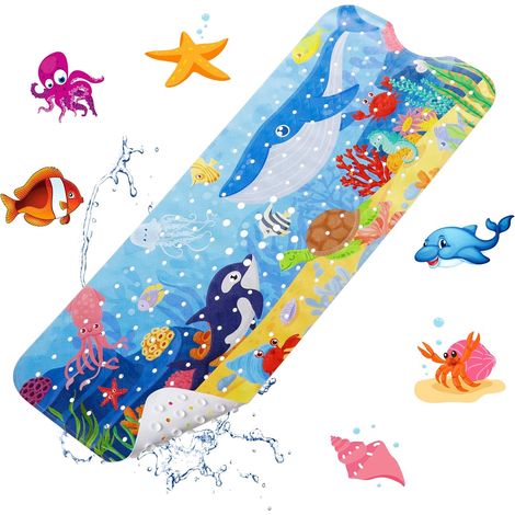 1 Tapis De Bain Antidérapant, 200 Ventouses, PVC Sans BPA, Motif Animaux, Pour Bébé Et Enfant (1/5)