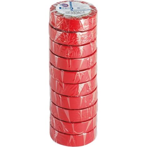 Lot de 10 rubans adhésifs ISOTAPE électricien rouge - EUROCEL - 0150S3148