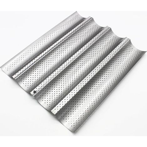 Grille de cuisson perforée argentée 4 emplacements, plaque réversible antiadhésive pour biscuits et pâtisseries (1/5)