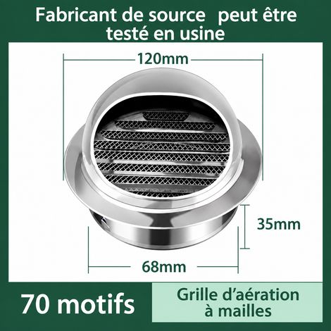 Grille d'aération murale 70mm acier inox 201 modèle fin chantier indemnisation en cas de rouille 12 × 12 × 9 cm 50 g – Livraison gratuite (1/4)