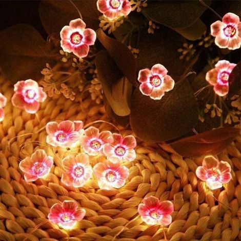 Lumières LED Sakura, Chaîne de Fleurs de Cerisier, Guirlandes Lumières de Fleurs, Guirlande Lumineuse Cerise Rose pour Fête, Vacanc (1/5)