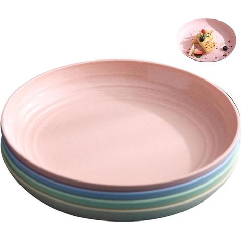 Platos de plástico，4 piezas，platos irrompibles，platos irrompibles para acampar，platos reutilizables，platos de plástico，juego para fiestas (1/2)