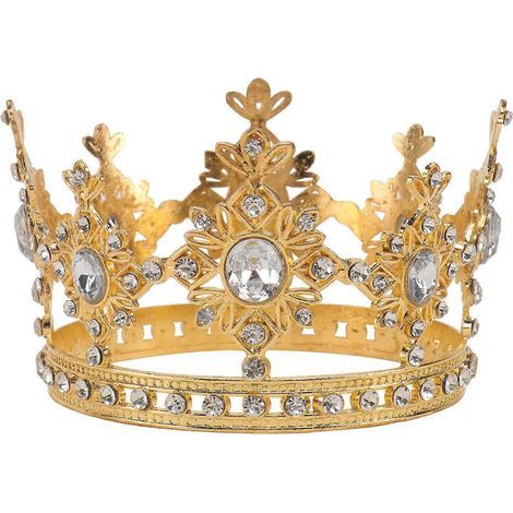 Dekorative Krone für Geburtstagstorte, Kinderkopfschmuck, Desserttischdekoration – 8,00 x 8,00 x 5,50 cm – Gold (1/4)
