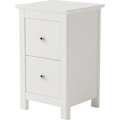 2 Drawer Petite Bedside Cabinet - Particle Board - L32 x W35 x H56 cm - White - Flat Packed