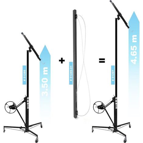 Lève plaque XXL noir avec extension de 140 cm pour panneaux et plaques de plàtre (1/5)