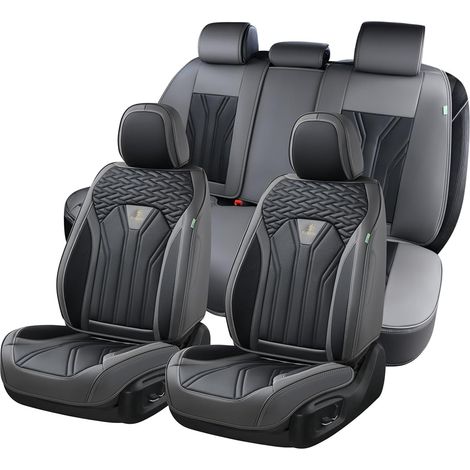 Housses de siège en Cuir, Housses de siège complètes, Protections de siège Auto 5 sièges, Housses de siège Auto-Universel pour Convient à la Plupart des Voitures, SUV, camions (1/5)