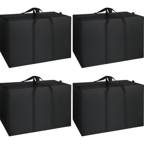 Lot de 4 sacs de rangement de 115 l - Noir - Pour vêtements, couettes, oreillers, couvertures, linge de lit (80 x 29 x 48 cm) (1/5)