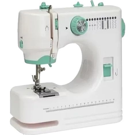 Máquina de coser portátil, 12 puntadas incorporadas, luz LED, blanca. (1/2)