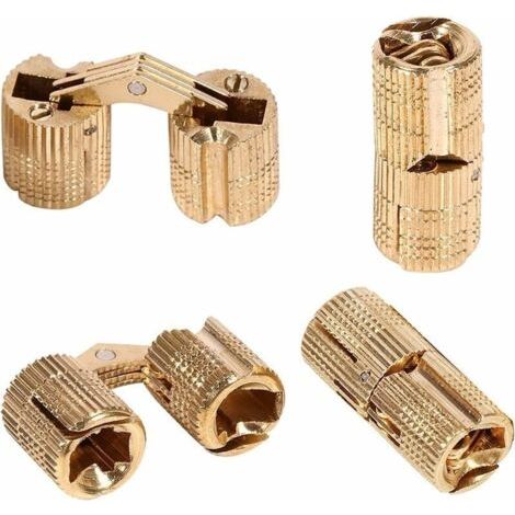 Mot caché cuivre caché charnière page cylindrique cuivre charnière 12mm cuivre caché charnière laiton couleur 4pcs (1/4)