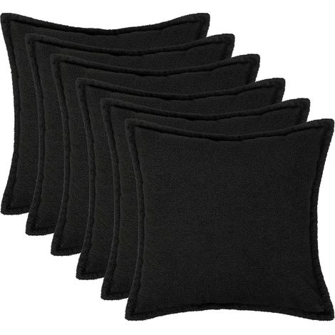 Housse de coussin 6 pcs HOUTEN Noir 50 x 50 cm Bouclé vidaXL