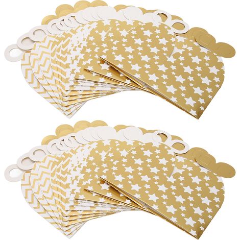 24 Petites Boîtes Cadeaux Or et Blanc 2 Modèles Faciles à Monter pour Mariage Anniversaire Fête (1/5)