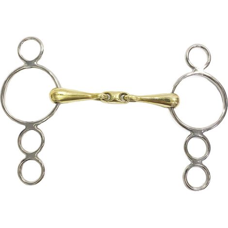 Silberne Neusilberleiste mit zentraler Olive mit 3 massiven Edelstahlringen 18 mm x 13,5 cm