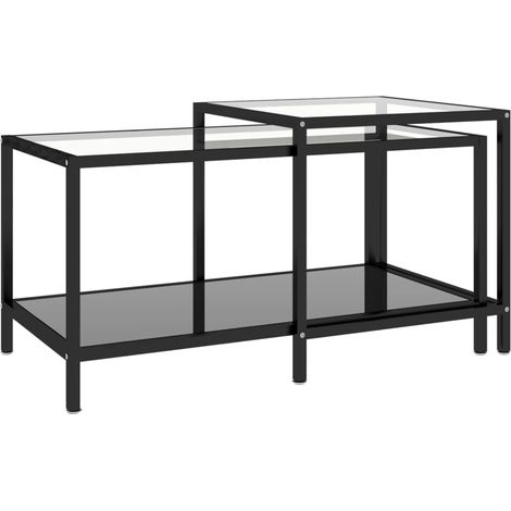Tables à thé 2 pcs Verre trempé Noir (1/5)