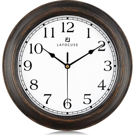 30cm Horloge Murale Silencieuse, Rustique Retro Pendule Murale Marron, Shabby Chic Deco sans Tictac pour la Maison Salon Cuisine Chambre Bureau (1/5)