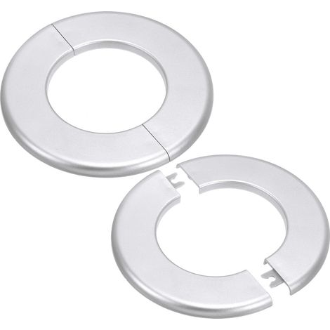 Plaque d'Écussons Auto-Adhésive Ronde en ABS 3.07"/78mm, 2pcs Couverture Murale pour Tuyau d'Eau, Cache Mitigeur Douche Boucles Rosace Robinet Chauffage Plomberie Mural, Argenté (1/5)