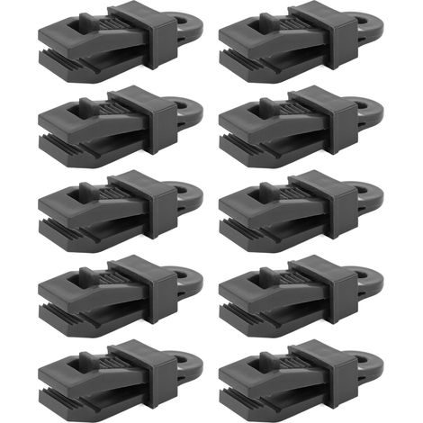 Lot de 10 pinces à bâche professionnelles, coupe-vent et imperméables, pour bâches de tente, bâches de piscine, auvents de camping-car et bannières (noir). (1/5)