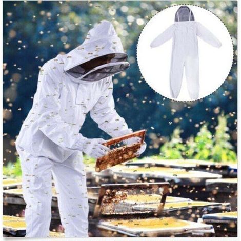 (XL) Vêtements d'apiculture - Blanc175-185cm, Équipement de protection des abeilles pour apiculteurs professionnels avec capuchon de voile (1/3)