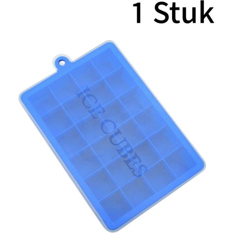 1 bac à glaçons en silicone – 24 compartiments avec couvercle – grand bac à glaçons – pour congélateur – silicone alimentaire – bleu foncé (1/5)