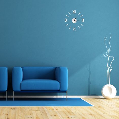 Horloge murale sans cadre à faire soi-même, horloge murale miroir 3D, stickers muraux silencieux pour salon, chambre, maison (1/5)