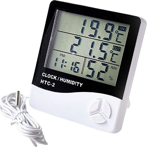 Digitales Thermometer-Hygrometer mit 4 hochauflösenden Displays, empfindlichem Sensor und Temperatur-/Feuchtigkeitsanzeige (1/5)