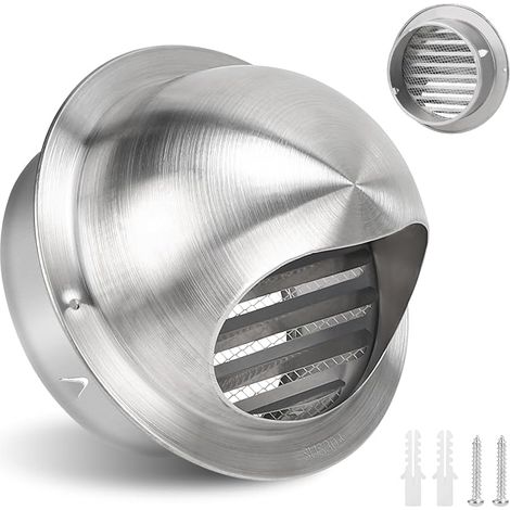 LALAGO Grille de ventilation ronde, 150 mm en acier inoxydable avec clapet anti-retour intégré, grille de protection météorologique avec moustiquaire intégrée (1/5)
