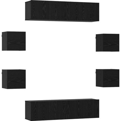 Conjunto de mueble de TV 8 pcs 120 x 30 x 30 cm Roble Negro vidaXL