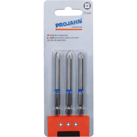 Projahn 1/4 markierter Bit Pozidriv Nr. 1 3er Pack L75 mm (1/3)