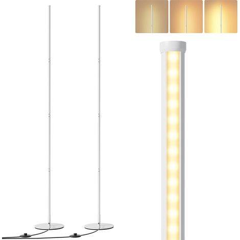 EDISHINE 2PCS Lampadaire sur pied salon LED dimmable, 3000K blanc chaud, H146cm, interrupteur à pied, blanc