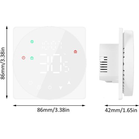 Termostato inteligente WiFi de 16 A con pantalla táctil LCD, programación semanal y control mediante la aplicación Tuya para calefacción eléctrica.